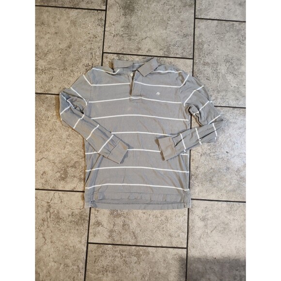 Aeropostale Long Sleeved Polo Shirt Size Men’s Medium Gray And White A87 - Picture 12 of 12
